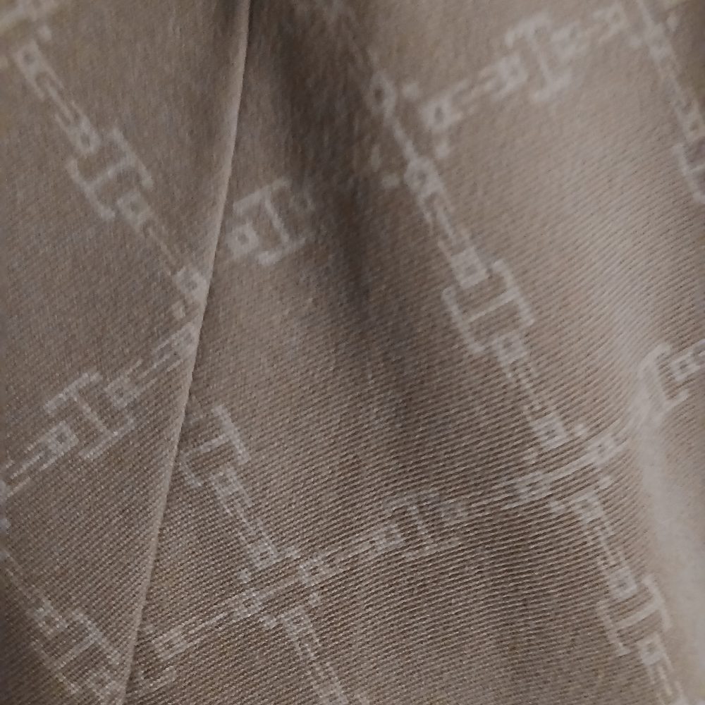 Tan Patterned Blazer With Tan Skirt. - Picture 3 of 5